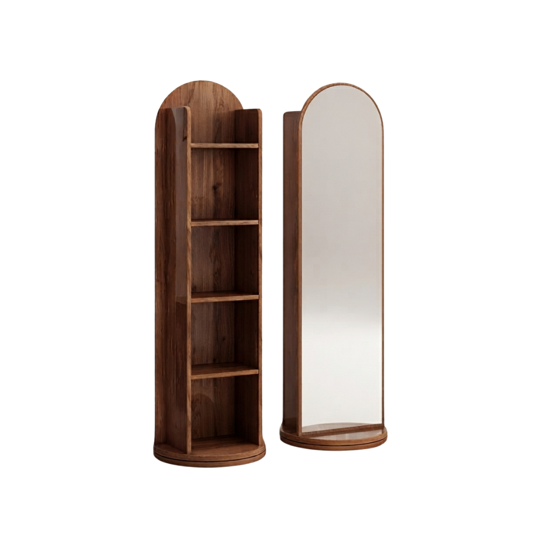 (包送貨安裝 | Delivery and Assembly Included) A493木制旋轉全身鏡 (Wooden rotating full-length mirror)