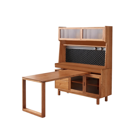 (包送貨安裝 | Delivery and Assembly Included) A566 內嵌旋轉餐桌日式餐邊櫃 (Built-in Rotatable Dining Table Sideboard)