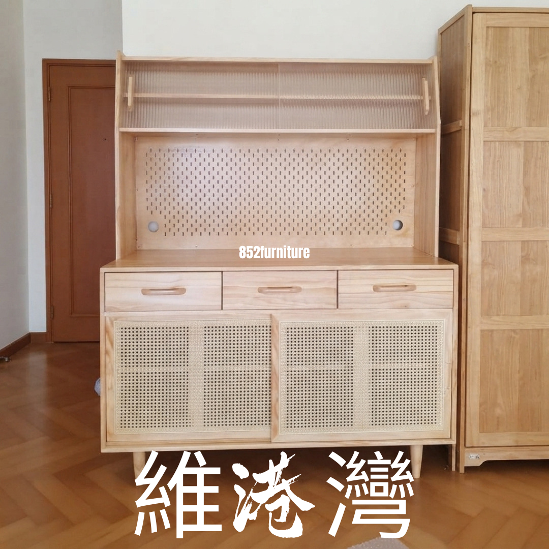 (包送貨安裝 | Delivery and Assembly Included) A561 藤織面餐邊櫃 (Rattan Dining sideboard)