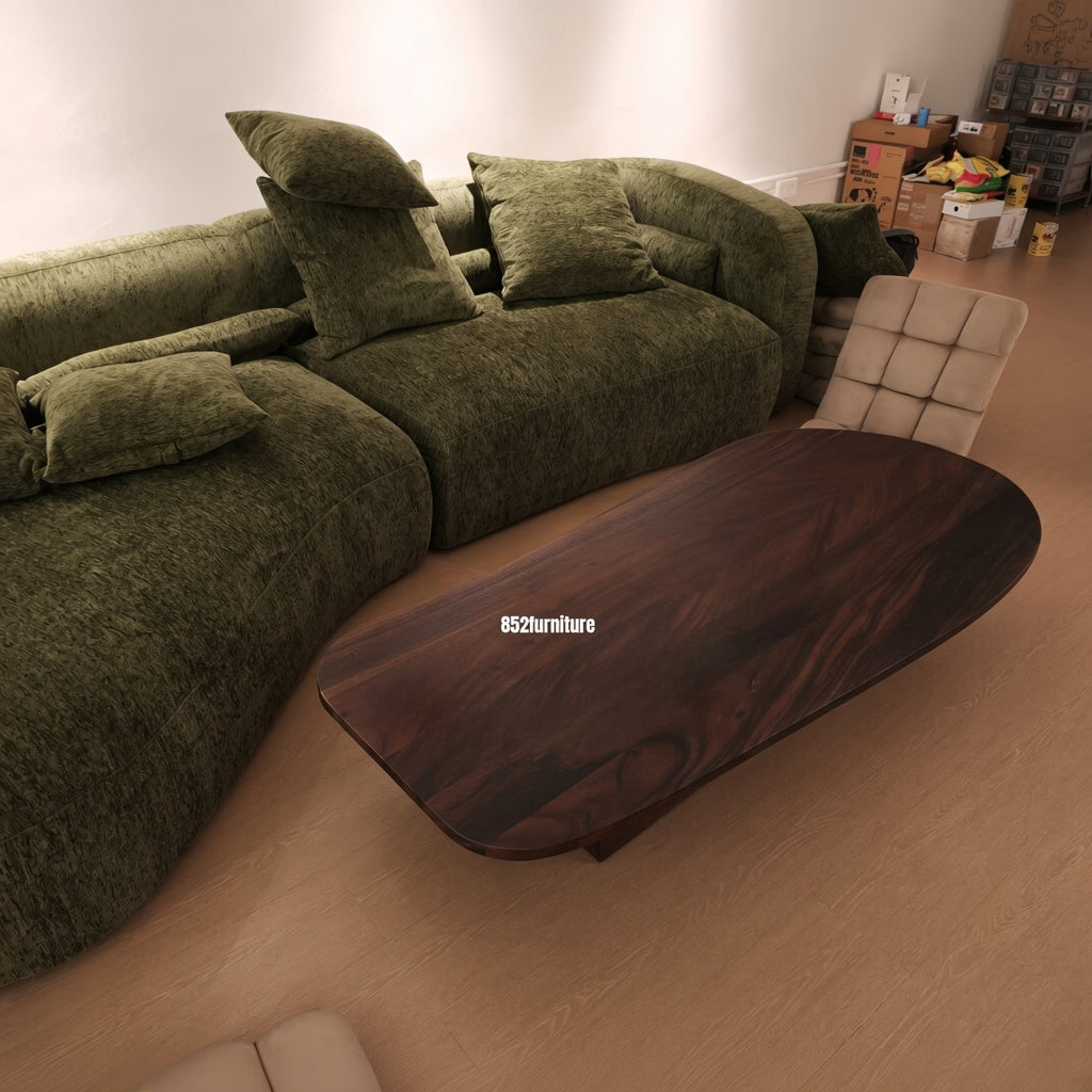 (包送貨安裝  Delivery and Assembly Included) A628胡桃木不規則茶几(Walnut irregular coffee table)